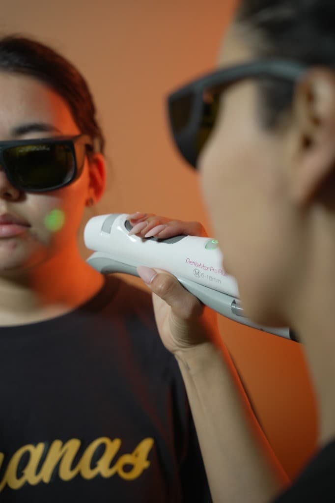 GentleMax Pro laser treatment on client's face